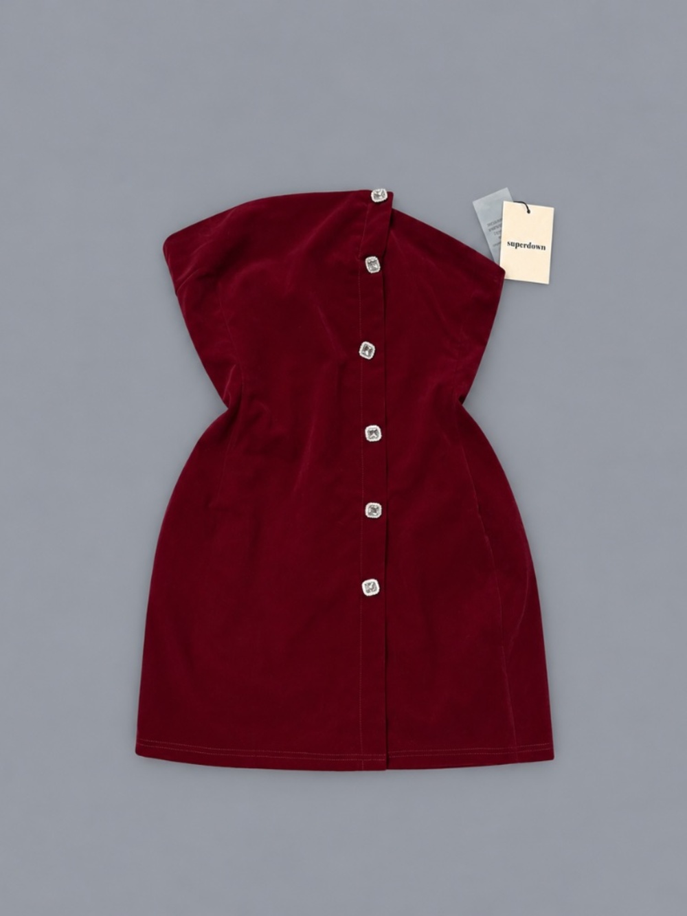 Superdown Burgundy Velvet Strapless Mini Dress – M NWT